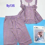 Đồ bộ quần lửng áo caro cotton phối ren tay ngắn