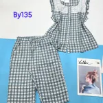 Đồ bộ quần lửng áo caro cotton phối ren tay ngắn