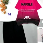 Đồ bộ quần lửng áo  loang 2 màu tay ngắn cổ tròn in chữ NAPOLE