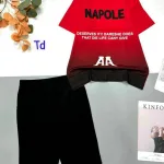 Đồ bộ quần lửng áo  loang 2 màu tay ngắn cổ tròn in chữ NAPOLE