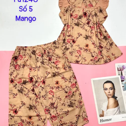 Đồ bộ quần lửng áo sát nách cổ gấp nhiều hoạ tiết có 4 size