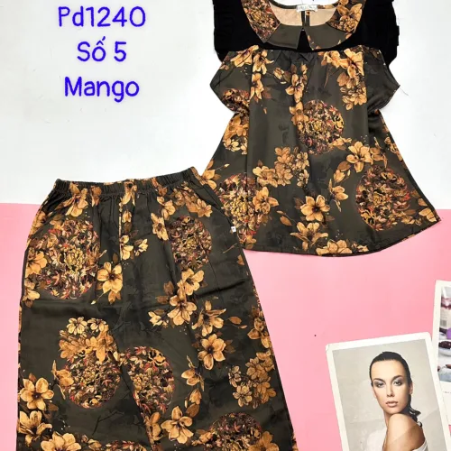 Đồ bộ quần lửng áo sát nách cổ gấp nhiều hoạ tiết có 4 size