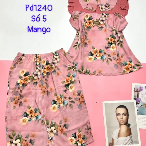 Đồ bộ quần lửng áo sát nách cổ gấp nhiều hoạ tiết có 4 size