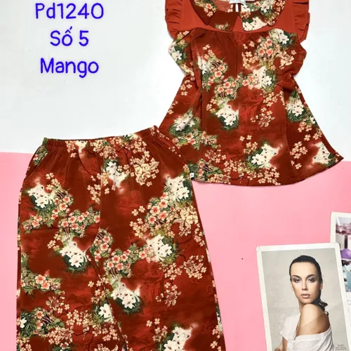 Đồ bộ quần lửng áo sát nách cổ gấp nhiều hoạ tiết có 4 size