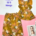 Đồ bộ quần lửng áo sát nách cổ gấp nhiều hoạ tiết có 4 size
