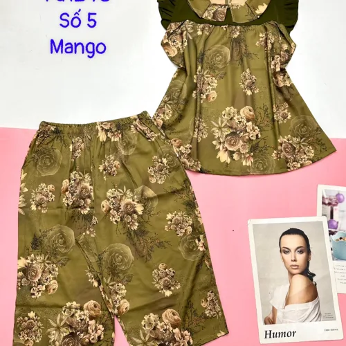 Đồ bộ quần lửng áo sát nách cổ gấp nhiều hoạ tiết có 4 size