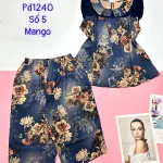 Đồ bộ quần lửng áo sát nách cổ gấp nhiều hoạ tiết có 4 size