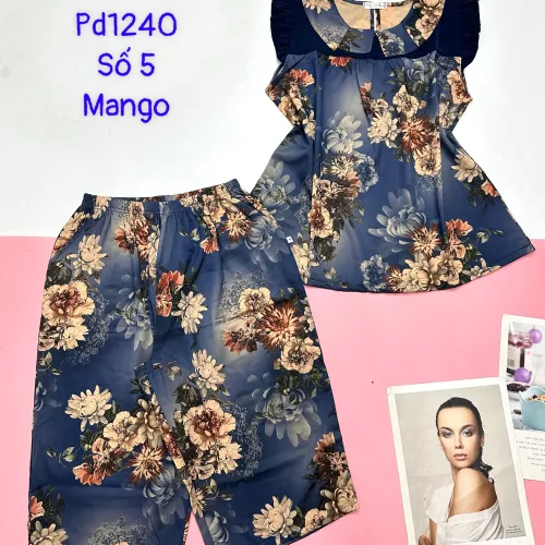 Đồ bộ quần lửng áo sát nách cổ gấp nhiều hoạ tiết có 4 size