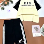 Đồ bộ quần lửng áo tay ngắn có 3 sọc