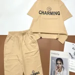 Đồ bộ quần lửng áo tay ngắn cổ tròn in chữ Charming