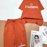 Đồ bộ quần lửng áo tay ngắn cổ tròn in chữ Charming