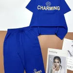 Đồ bộ quần lửng áo tay ngắn cổ tròn in chữ Charming
