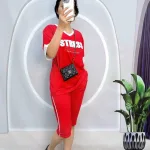 Đồ bộ quần lửng áo tay ngắn cổ v in chữ stress