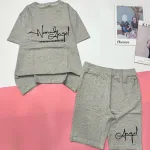 Đồ bộ quần lửng áo tay ngắn in chữ Angle