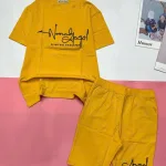 Đồ bộ quần lửng áo tay ngắn in chữ Angle