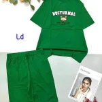Đồ bộ quần lửng áo tay ngắn in chữ chú gấu nhỏ