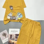 Đồ bộ quần lửng áo tay ngắn in chữ LABUBU