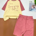 Đồ bộ quần lửng áo tay ngắn in chữ love of my life