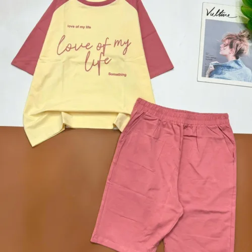 Đồ bộ quần lửng áo tay ngắn in chữ love of my life