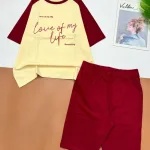 Đồ bộ quần lửng áo tay ngắn in chữ love of my life