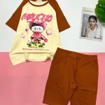 Đồ bộ quần lửng  áo tay ngắn in chữ miucho