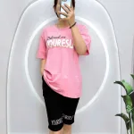 Đồ bộ quần lửng  áo tay ngắn in chữ trên áo và ống quần