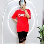 Đồ bộ quần lửng  áo tay ngắn in chữ trên áo và ống quần