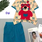 Đồ bộ quần lửng áo tay ngắn in gấu lớn Happy
