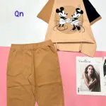 Đồ bộ quần lửng  áo tay ngắn in hình 2 chú chuột