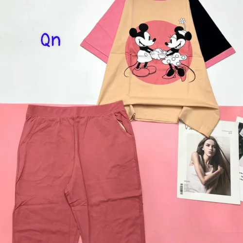 Đồ bộ quần lửng  áo tay ngắn in hình 2 chú chuột