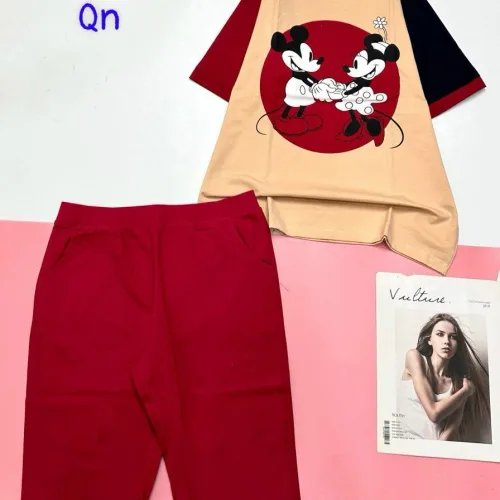 Đồ bộ quần lửng  áo tay ngắn in hình 2 chú chuột