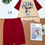 Đồ bộ quần lửng áo tay ngắn in hình gấu đeo kính