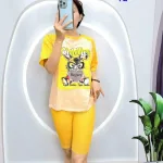 Đồ bộ quần lửng áo tay ngắn in hình thỏ ôm trái tim