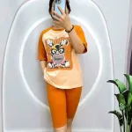 Đồ bộ quần lửng áo tay ngắn in hình thỏ ôm trái tim