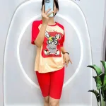 Đồ bộ quần lửng áo tay ngắn in hình thỏ ôm trái tim