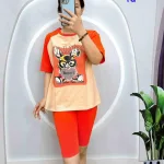 Đồ bộ quần lửng áo tay ngắn in hình thỏ ôm trái tim