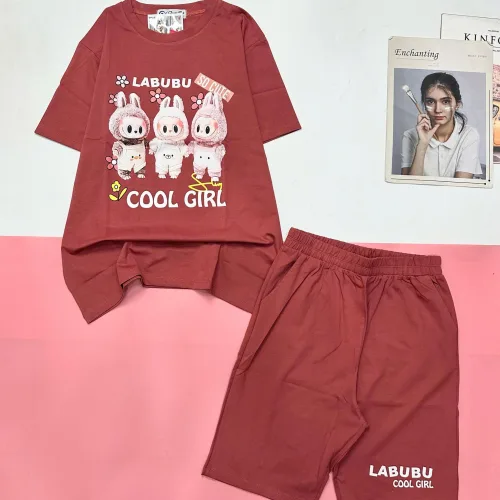 Đồ bộ quần lửng áo tay ngắn in LABUBU