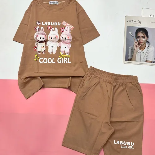 Đồ bộ quần lửng áo tay ngắn in LABUBU