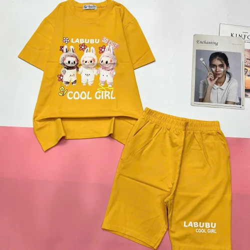 Đồ bộ quần lửng áo tay ngắn in LABUBU