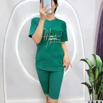 Đồ bộ quần lửng áo tay ngắn in loang chữ