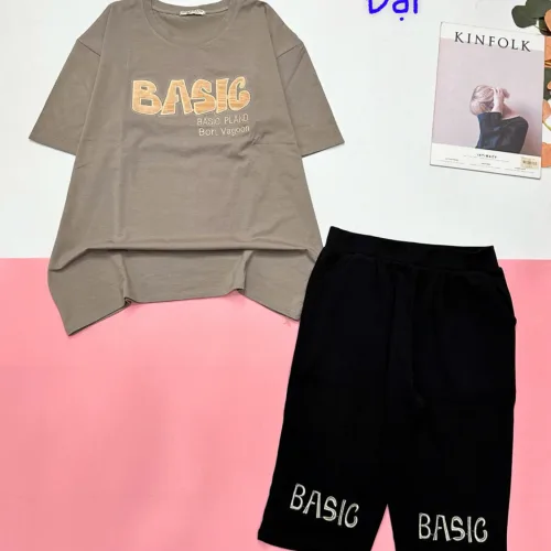 Đồ bộ quần lửng áo tay ngắn in nhiều BASIC