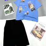 Đồ bộ quần lửng áo tay ngắn in nhiều chú thỏ