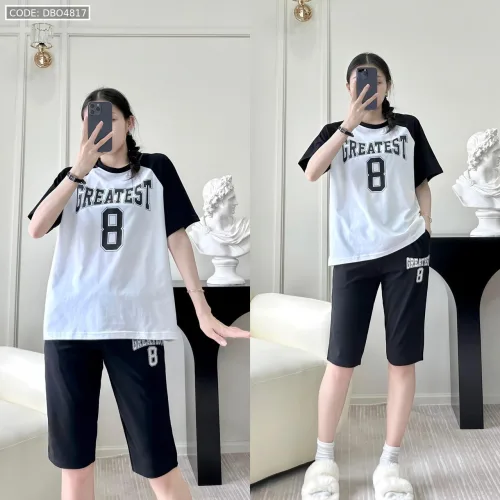Đồ bộ quần lửng  áo tay ngắn in số 8