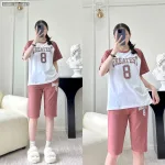 Đồ bộ quần lửng  áo tay ngắn in số 8