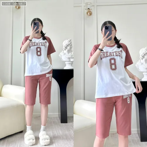Đồ bộ quần lửng  áo tay ngắn in số 8
