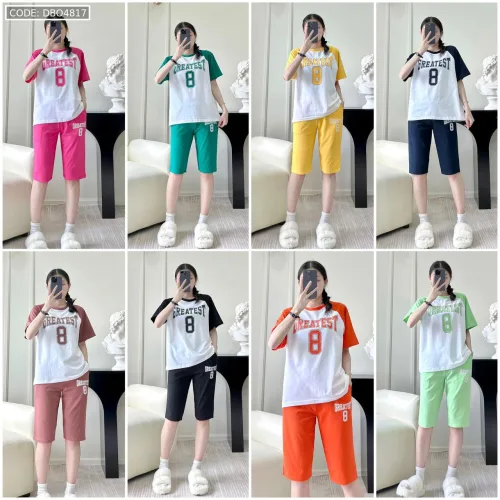 Đồ bộ quần lửng  áo tay ngắn in số 8