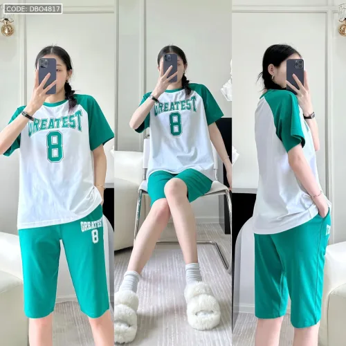 Đồ bộ quần lửng  áo tay ngắn in số 8