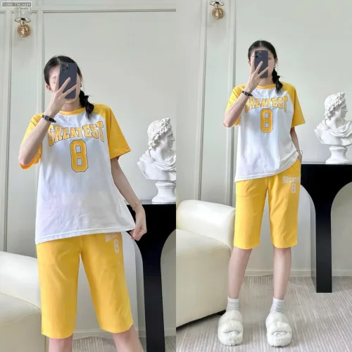Đồ bộ quần lửng áo tay ngắn in số 8 tay áo cùng màu quần