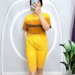 Đồ bộ quần lửng áo tay ngắn loang 2 màu in chữ maurine