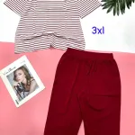 Đồ bộ quần lửng áo tay ngắn sọc in chữ trái tim